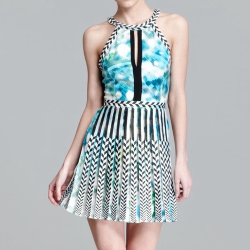 Parker Silk Geometric Watercolor Dress
